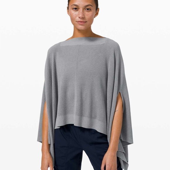 Lululemon gray Forward Flow poncho cape sweater - One Size NWOT - Picture 1 of 2